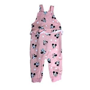 Disney Baby Minnie Mouse Pink Romper Overalls 24M